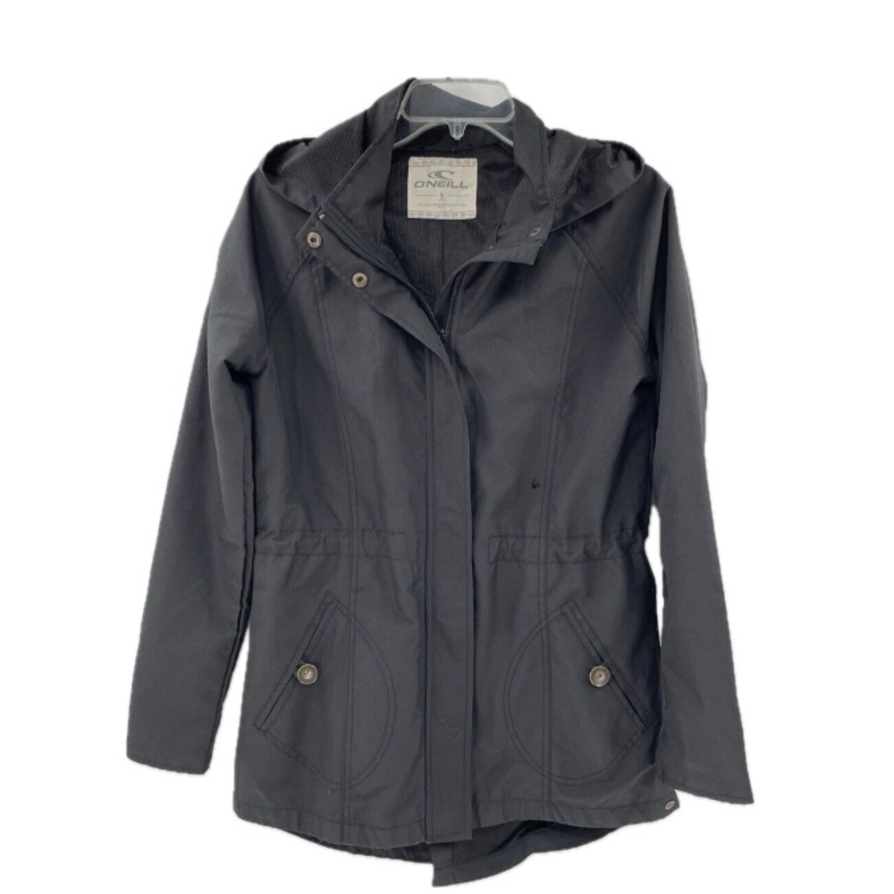 O’Neill, women’s black raincoat with hood , size S
